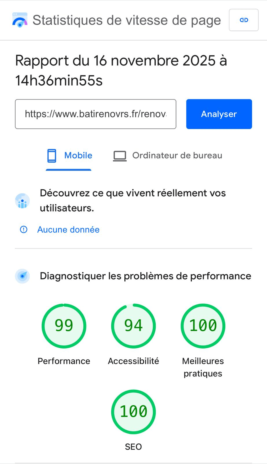 Score Core Web Vitals batirenovrs.fr